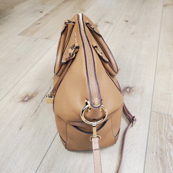 Michael Kors Beckett Large Leather Satchel Handbag Acorn Tan Brown Fall READ - Picture 7 of 16